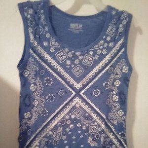 Route 66 Womens paisley blue tank top SZ L 10/12.